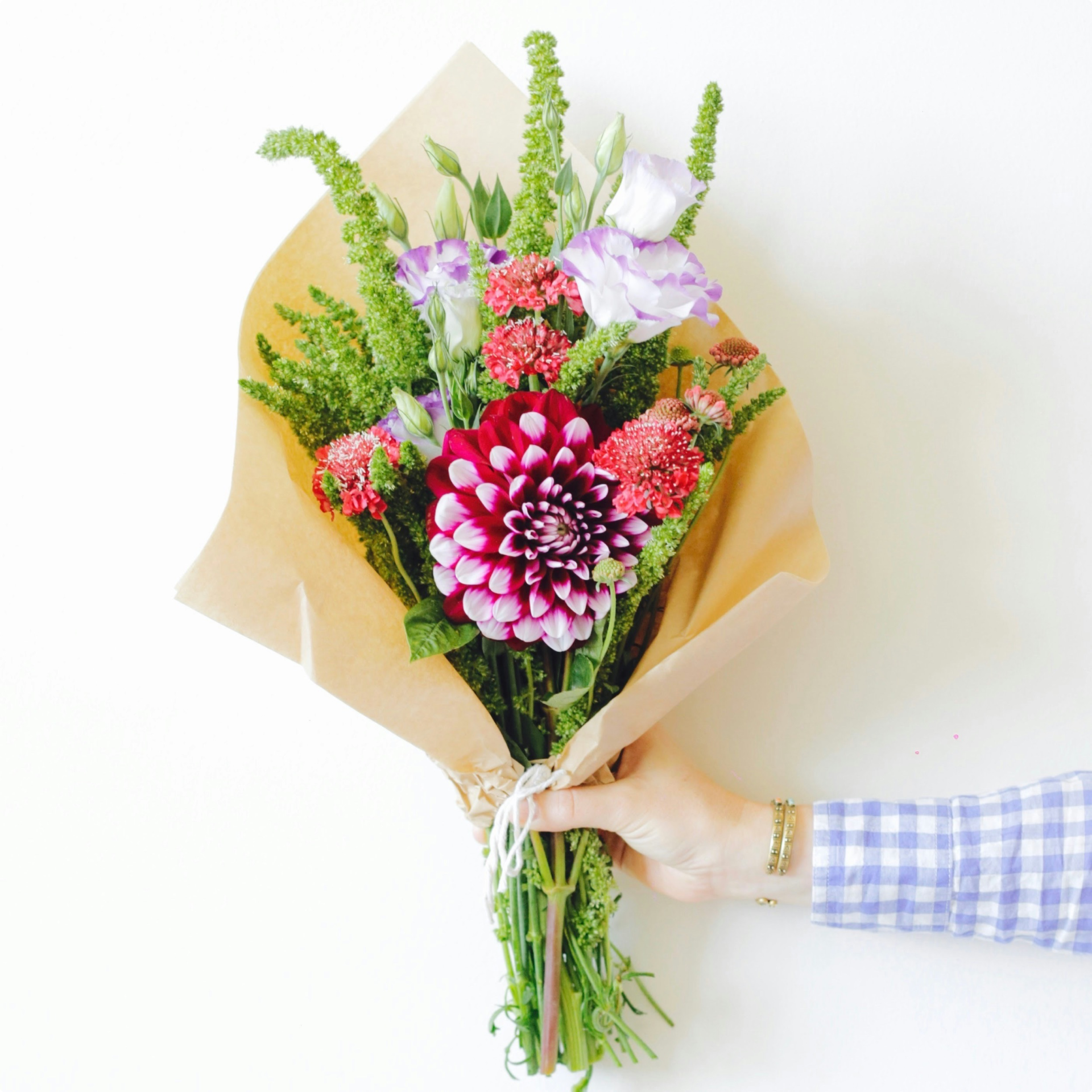 Happy couple with flowers